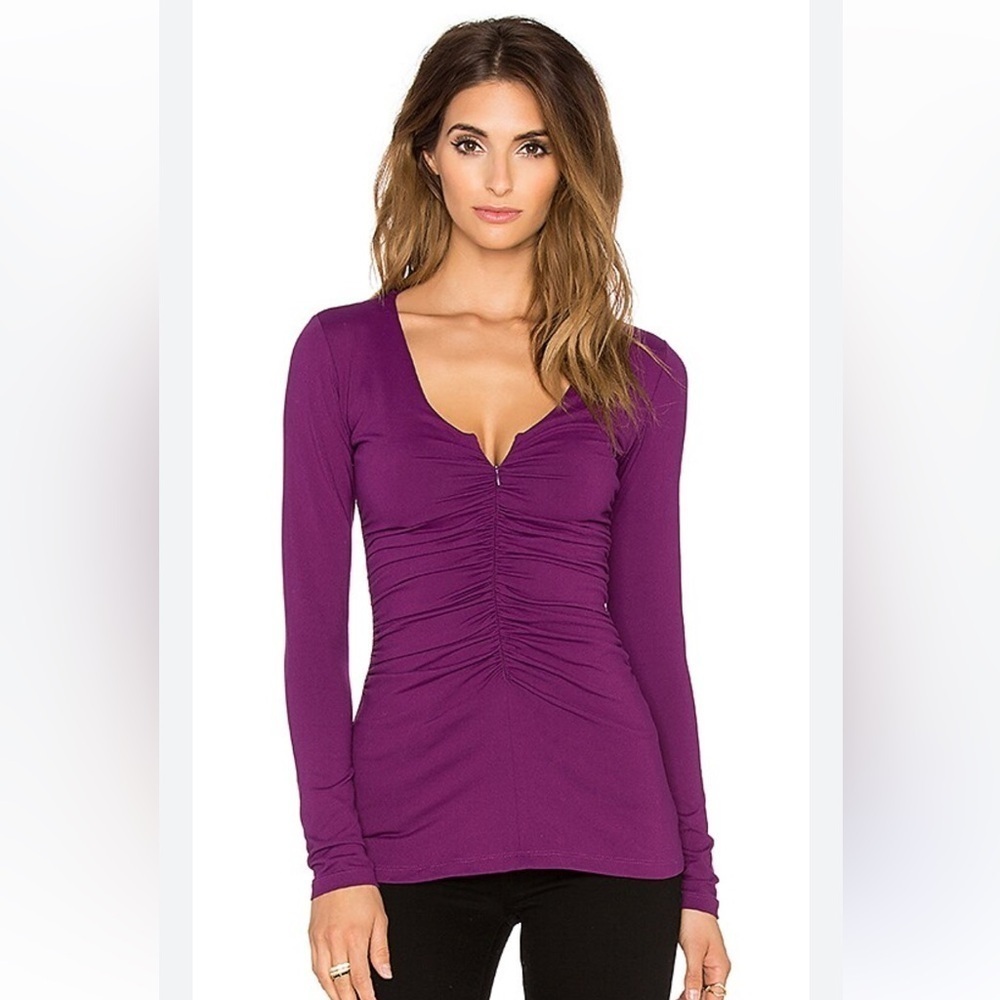 Susana Monaco Revolve Zip Gather Top in Berry - Small